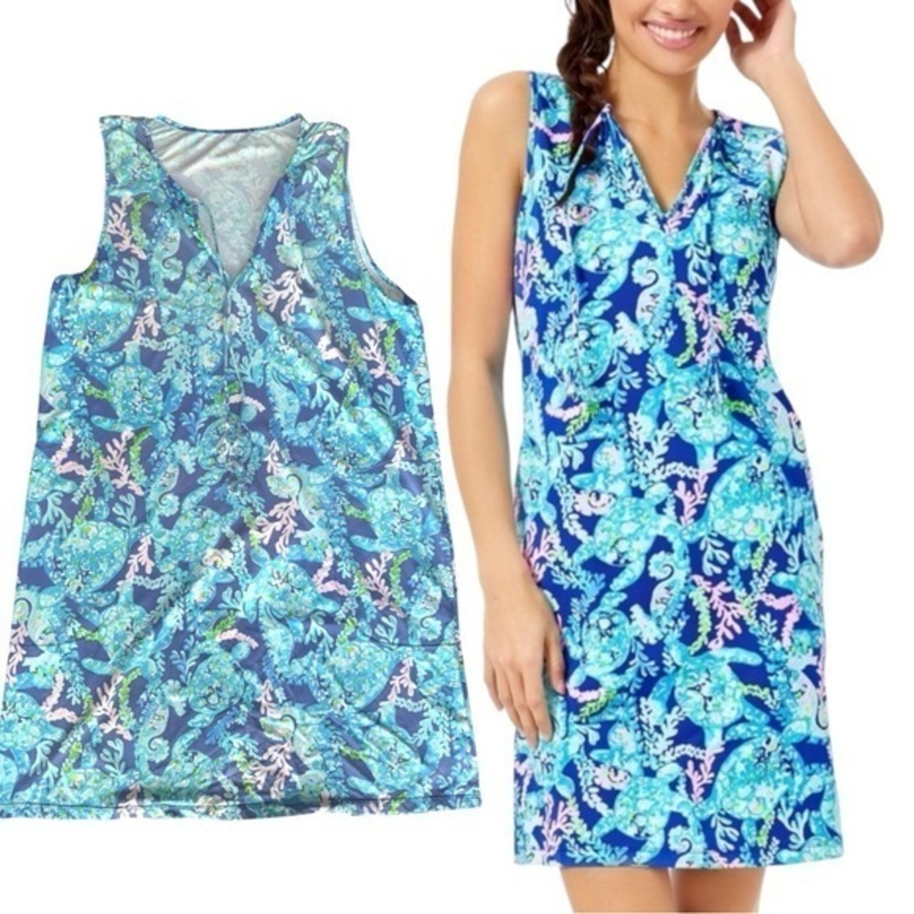 ▶️ Lilly Pulitzer ◀️ Johana Cover Up Pool Beach Dress Sea Turtle  Large